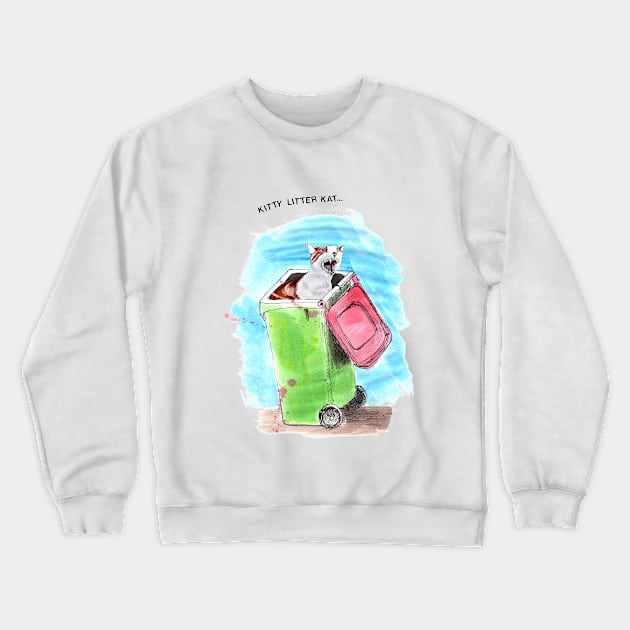 Kitty Litter Kat Crewneck Sweatshirt by Lunatic Painter